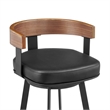 Idris Swivel Counter or Bar Stool in Metal with Walnut Finish and Faux Leather