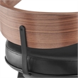 Lacey Swivel Counter or Bar Stool in Metal with Walnut Finish and Faux Leather