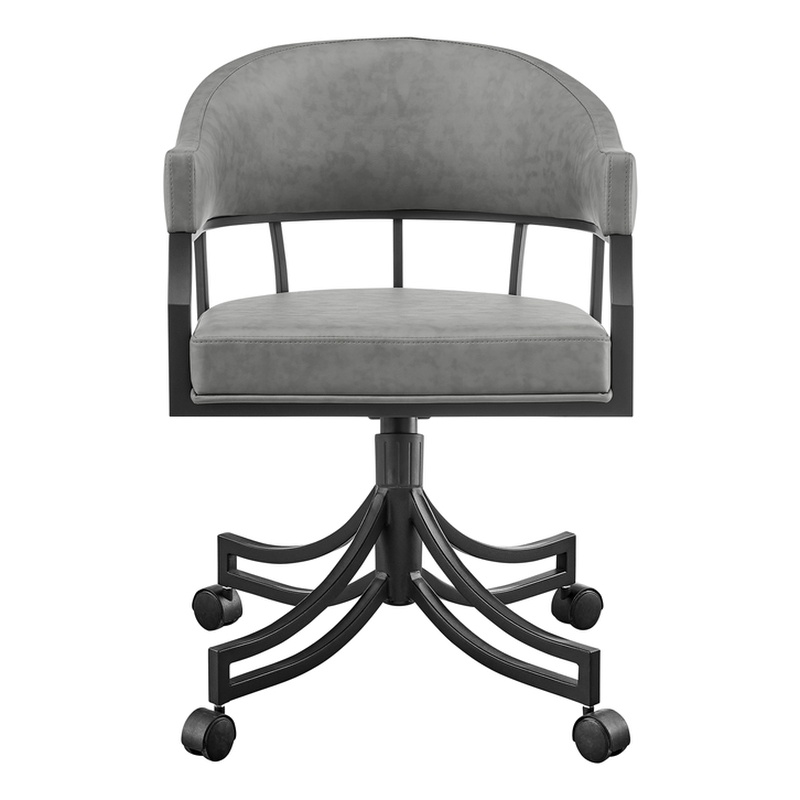 Tibet Swivel Rolling Gray Dining Chair