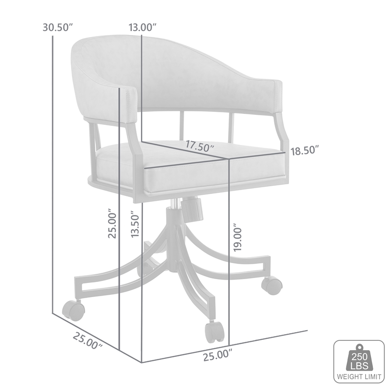 Tibet Swivel Rolling Gray Dining Chair