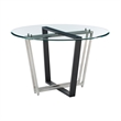 Devi Round Dining Table  Black Iron Base with Glass Tabletop