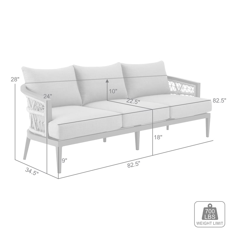 Zella Outdoor Patio Sofa in Aluminum