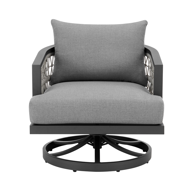 Zella Outdoor Patio Swivel Armchair in Aluminum