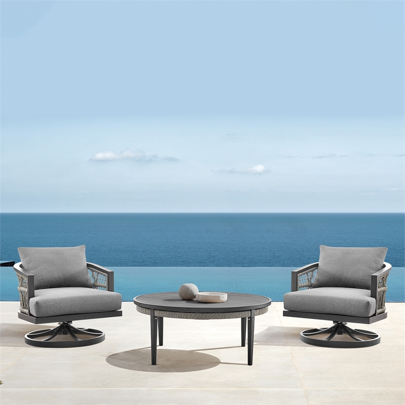 Zella Outdoor Patio Swivel Armchair in Aluminum