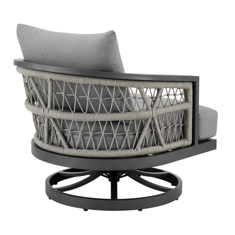 Zella Outdoor Patio Swivel Armchair in Aluminum