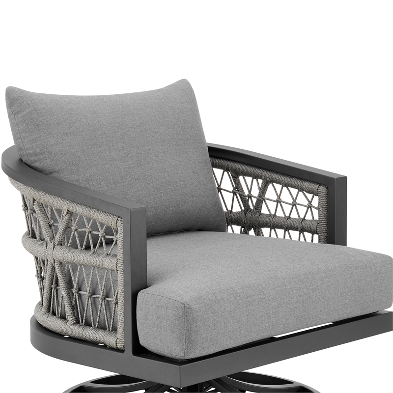 Zella Outdoor Patio Swivel Armchair in Aluminum