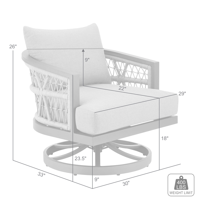 Zella Outdoor Patio Swivel Armchair in Aluminum