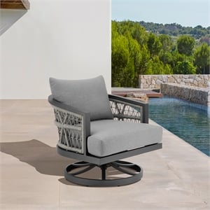 Zella Outdoor Patio Swivel Armchair in Aluminum