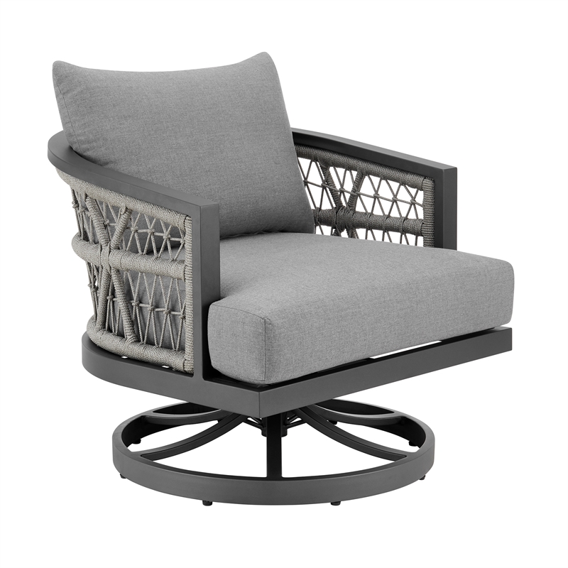 Zella Outdoor Patio Swivel Armchair in Aluminum