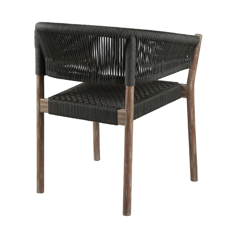 Escondido Doris Outdoor 5 Piece Round Dining Set in Eucalyptus and Black Rope