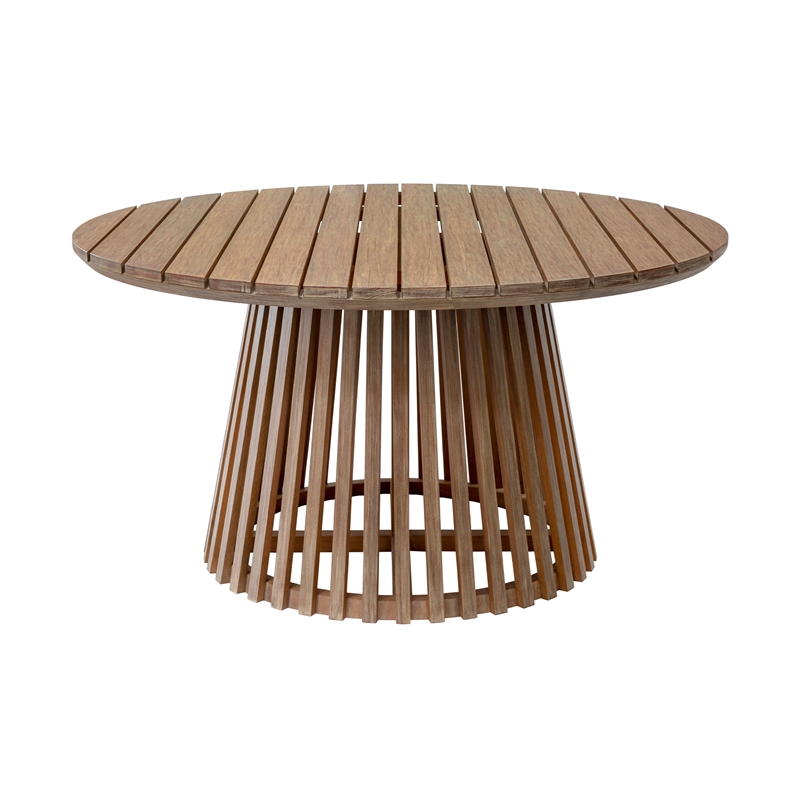 Escondido Doris Outdoor 5 Piece Round Dining Set in Eucalyptus and Black Rope