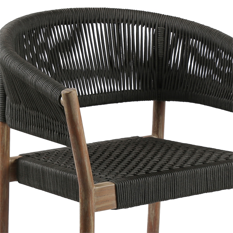 Escondido Doris Outdoor 5 Piece Round Dining Set in Eucalyptus and Black Rope