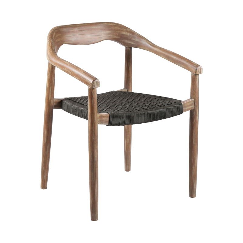 Oasis Santo Outdoor 5 Piece Round Dining Set in Eucalyptus and Charcoal Rope