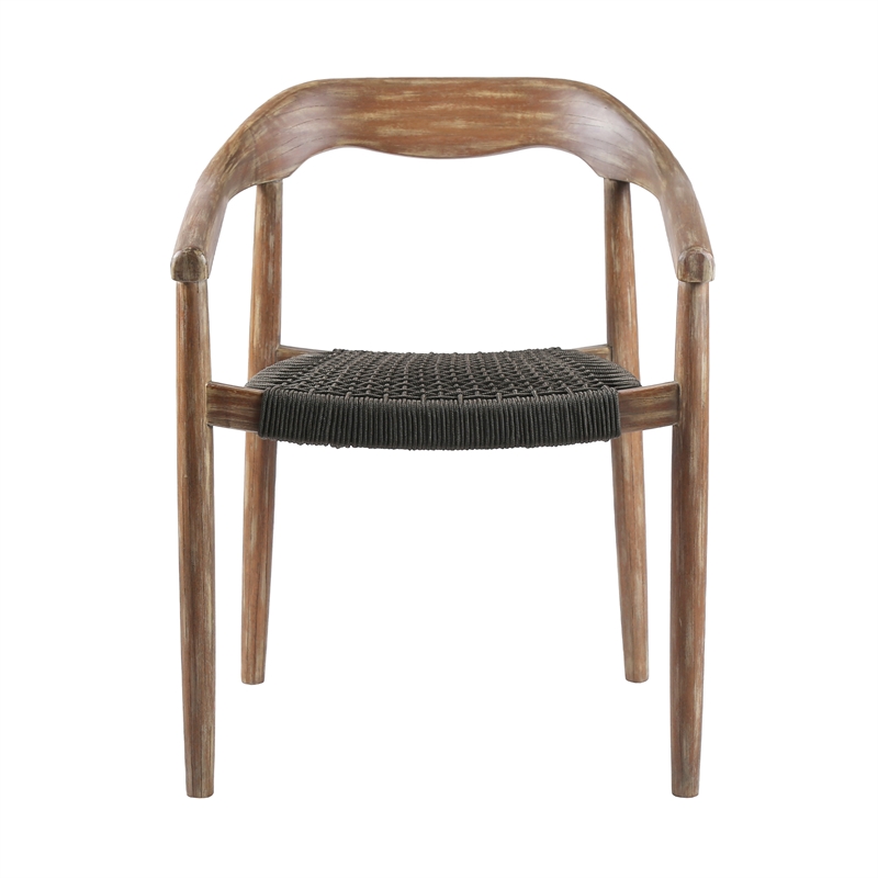 Oasis Santo Outdoor 5 Piece Round Dining Set in Eucalyptus and Charcoal Rope