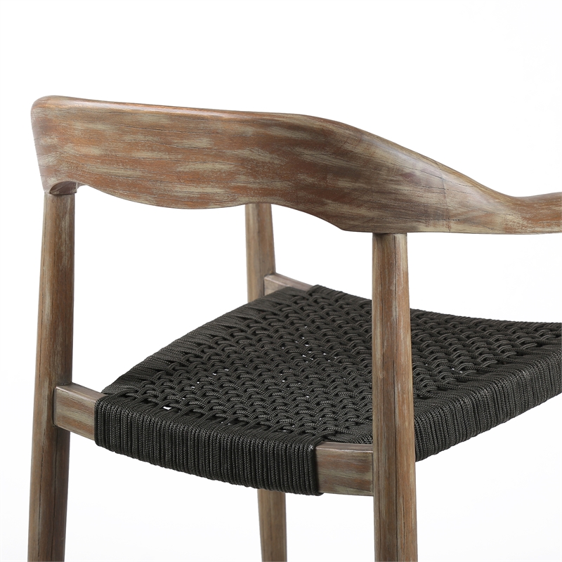 Oasis Santo Outdoor 5 Piece Round Dining Set in Eucalyptus and Charcoal Rope