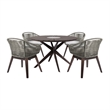Oasis Tutti Frutti Outdoor 5 Piece Round Dining Set with Gray Rope and Cushions