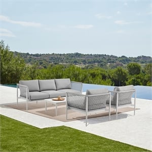 Rhodes Outdoor 4 Piece Conversation Set in Aluminum