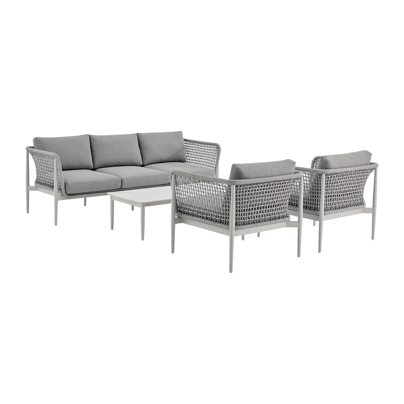 Rhodes Outdoor 4 Piece Conversation Set in Aluminum