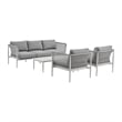 Rhodes Outdoor 4 Piece Conversation Set in Aluminum