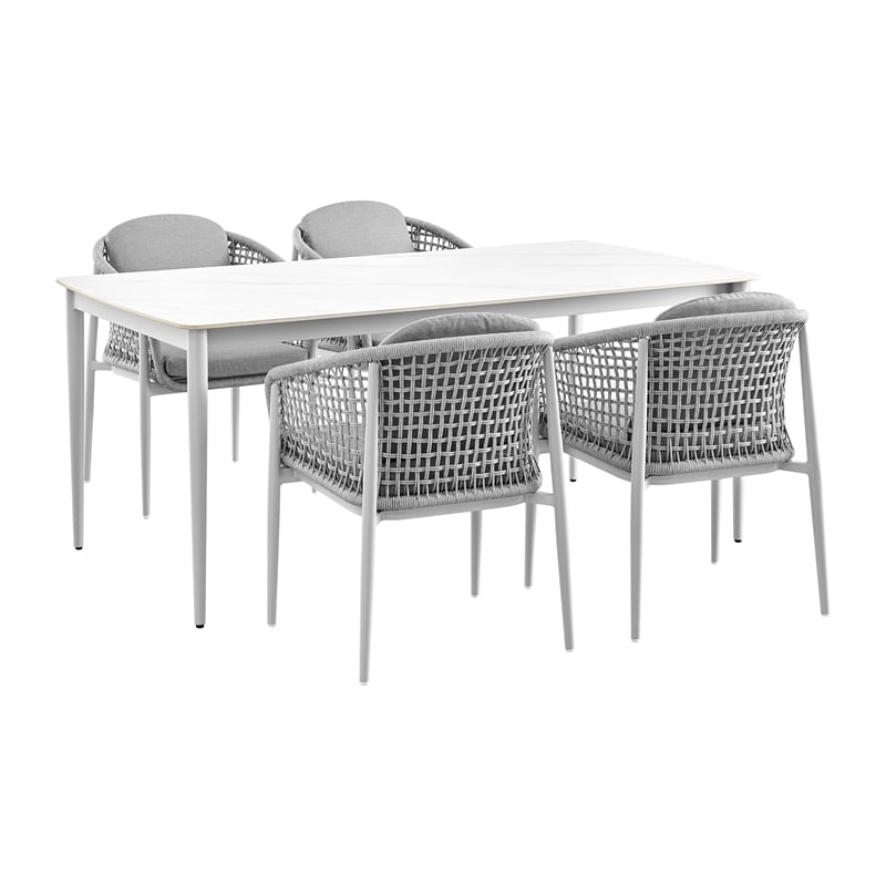Rhodes Outdoor Patio 5 Piece Dining Set in Aluminum