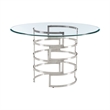 Diaz  Round Dining Table with Brushed Stainless Steel Base and Glass Tabletop