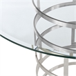 Diaz  Round Dining Table with Brushed Stainless Steel Base and Glass Tabletop