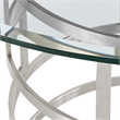 Diaz  Round Dining Table with Brushed Stainless Steel Base and Glass Tabletop