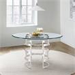 Diaz  Round Dining Table with Brushed Stainless Steel Base and Glass Tabletop