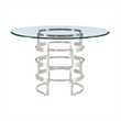 Diaz  Round Dining Table with Brushed Stainless Steel Base and Glass Tabletop