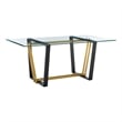 Kai  Dining Table Black Iron Base with Glass Tabletop