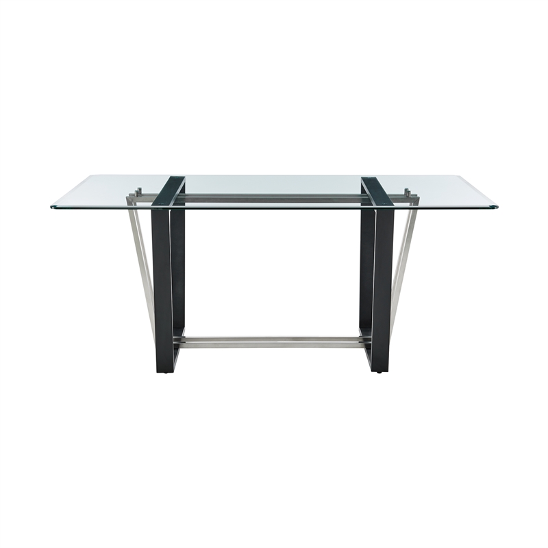 Kai Dining Table Stainless Steel Base with Glass Tabletop
