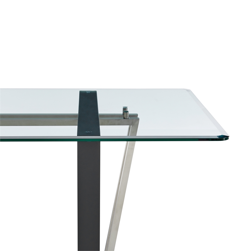 Kai Dining Table Stainless Steel Base with Glass Tabletop