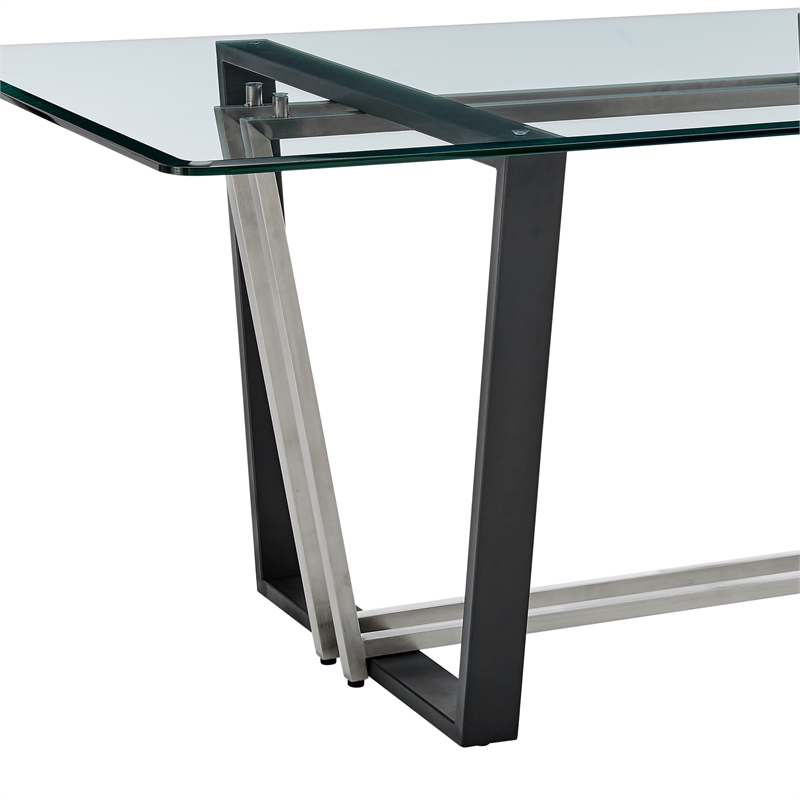 Kai Dining Table Stainless Steel Base with Glass Tabletop