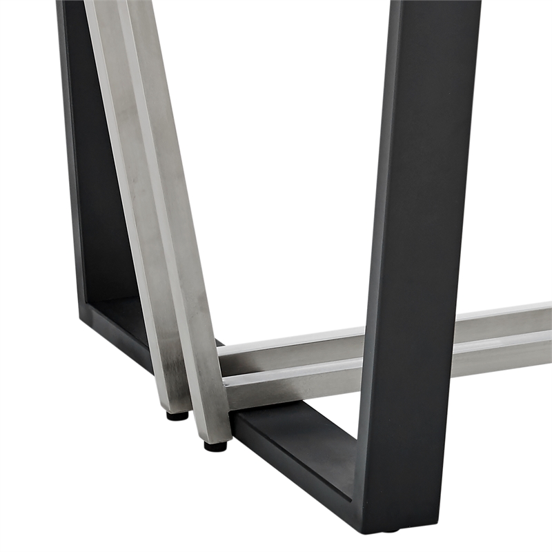 Kai Dining Table Stainless Steel Base with Glass Tabletop