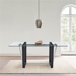 Kai Dining Table Stainless Steel Base with Glass Tabletop