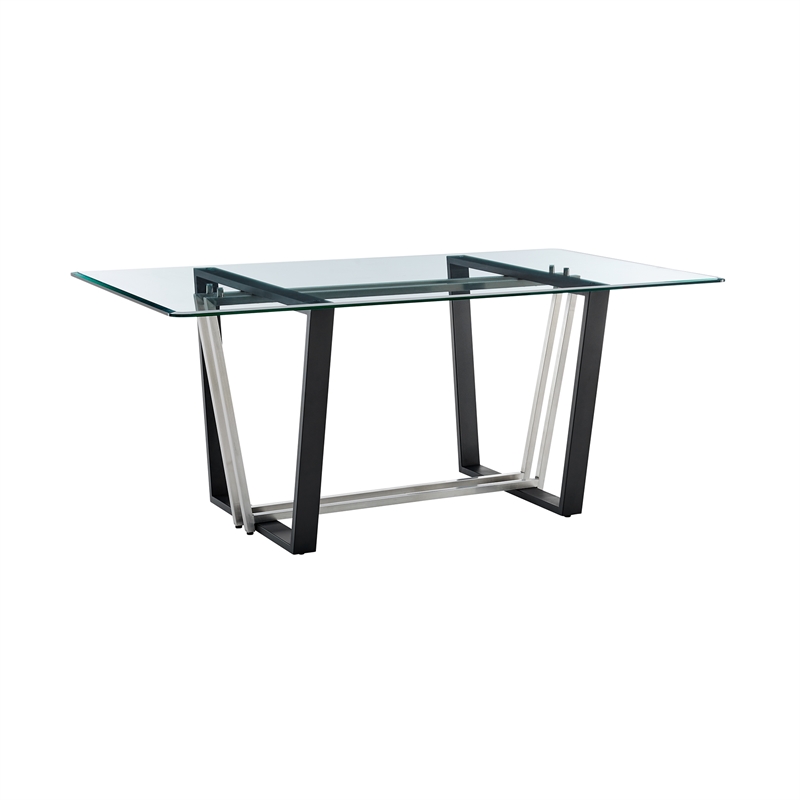 Kai Dining Table Stainless Steel Base with Glass Tabletop