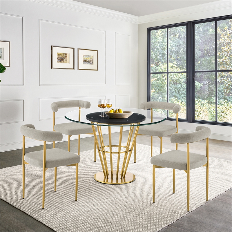 Veronica Dining Table with Glass Tabletop