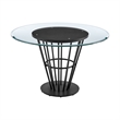 Veronica Dining Table with Walnut Panel and Glass Tabletop