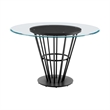 Veronica Dining Table with Walnut Panel and Glass Tabletop