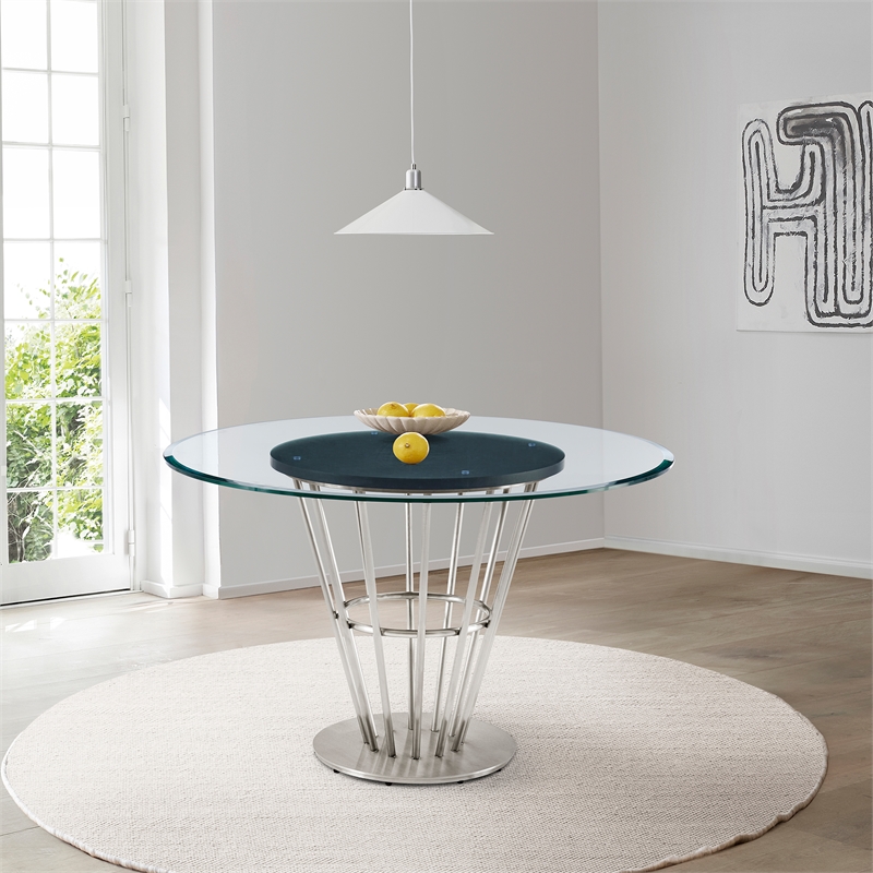 Veronica Round Dining Table with Glass Tabletop