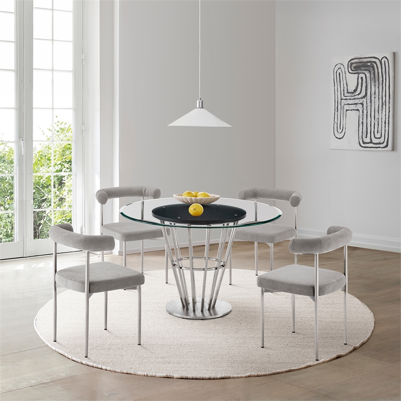 Veronica Round Dining Table with Glass Tabletop