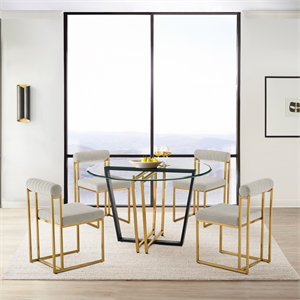Devi Anastasia 5 Piece Round Glass Dining Table Set
