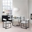 Devi Anastasia 5 Piece Round Glass Dining Table Set with Light Gray Fabric