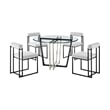 Devi Anastasia 5 Piece Round Glass Dining Table Set with Light Gray Fabric