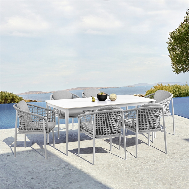 Rhodes Outdoor Patio 7 Piece Dining Set in Aluminum