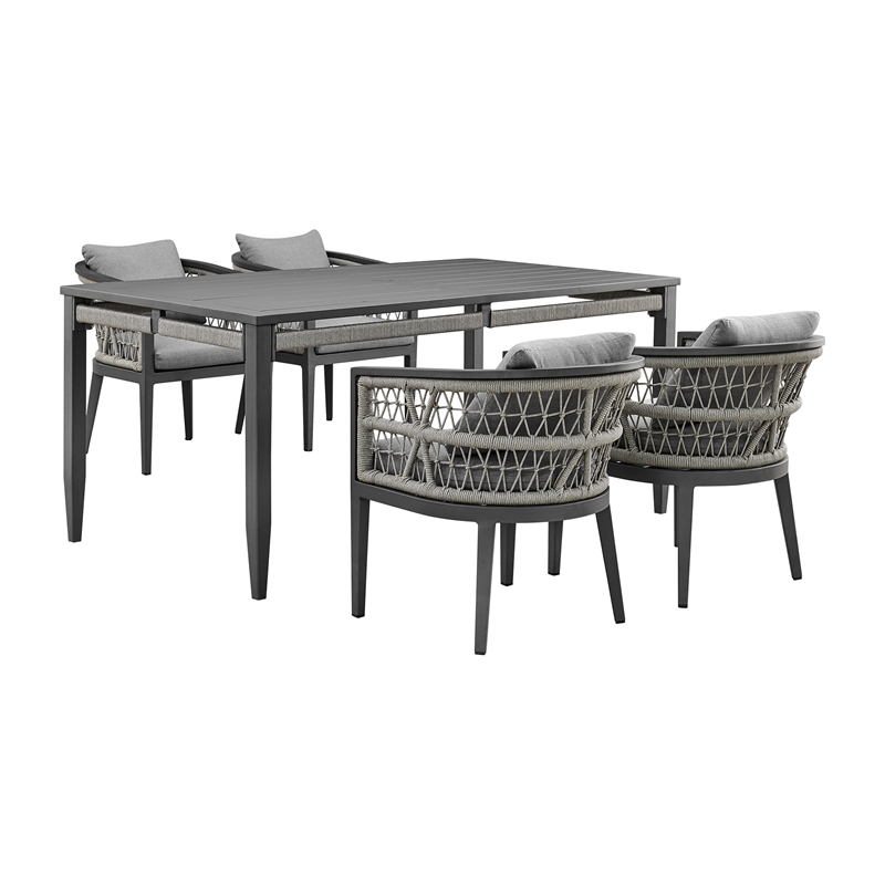 Zella Outdoor Patio 5 Piece Dining Set in Aluminum