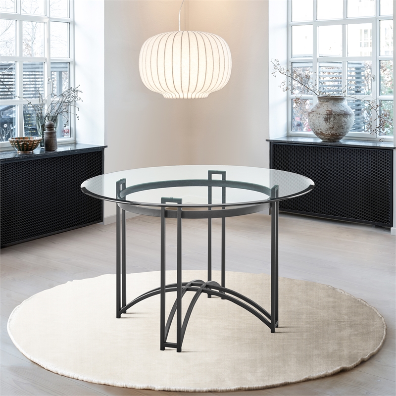 Tibet Contemporary Round Glass Dining Table