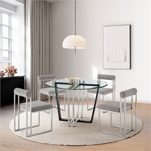 Devi Anastasia 5 Piece Round Glass Dining