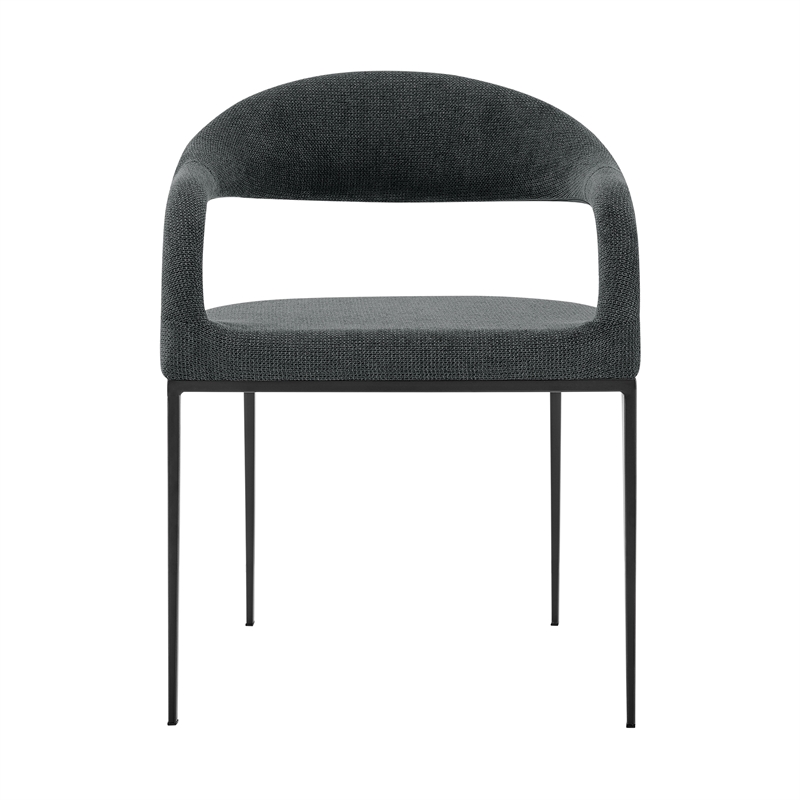 Diaz Morgan 5 Piece Round Glass Dining Table Set with Charcoal Fabric