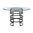 Diaz Morgan 5 Piece Round Glass Dining Table Set with Charcoal Fabric